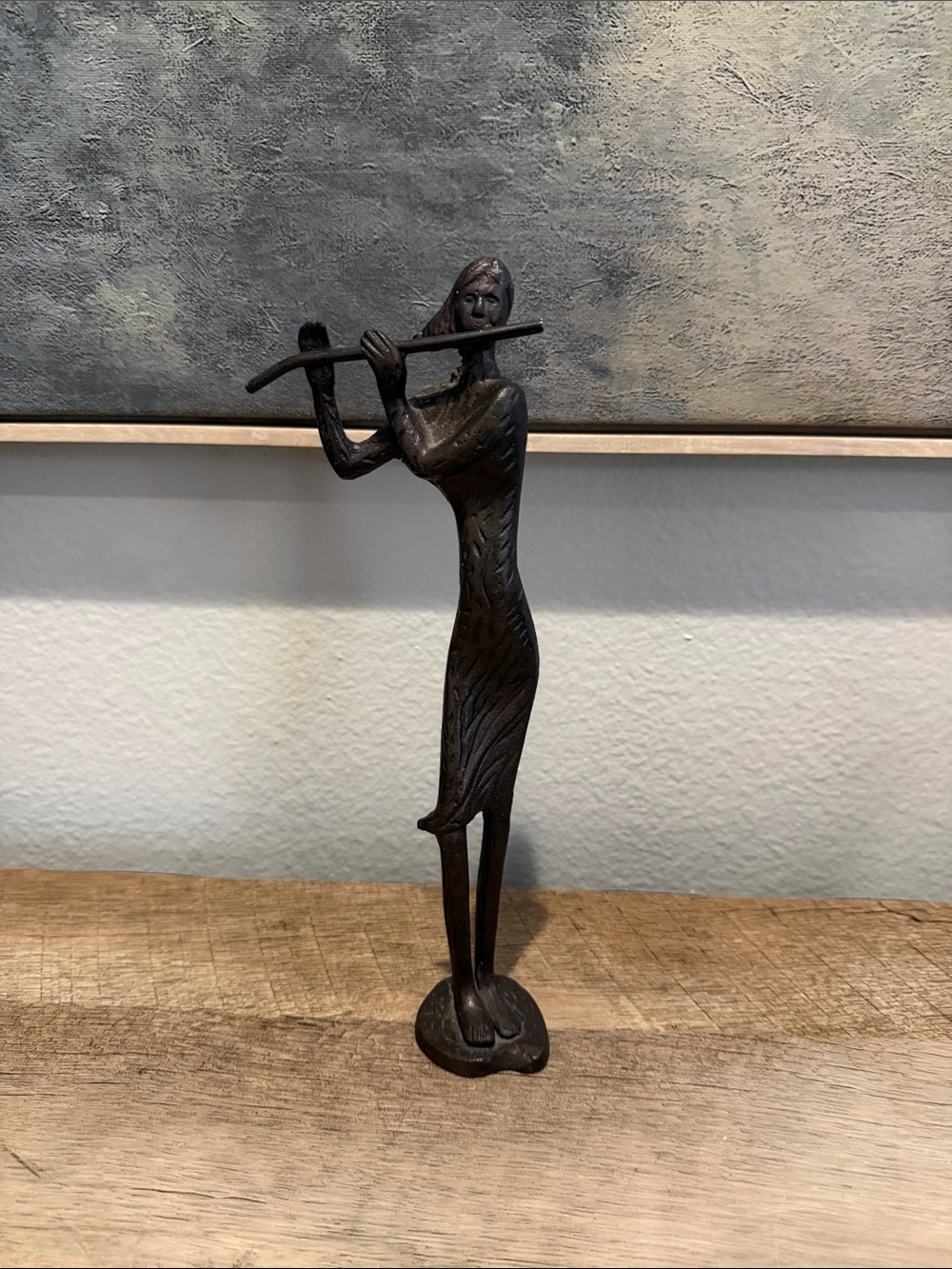 Abstract Bronze-Elegant Expressions Flute Player Sculpture